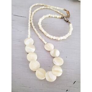 Vintage Mother of Pearl Necklace and Bracelet Set